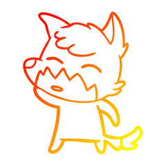 warm gradient line drawing cartoon fox