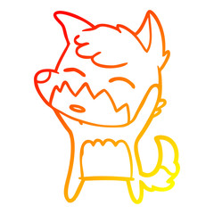 warm gradient line drawing cartoon fox