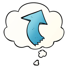 cartoon pointing arrow and thought bubble in smooth gradient style