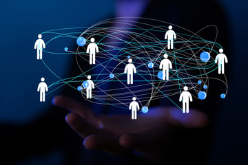 Lines connected with dots as social communication concept