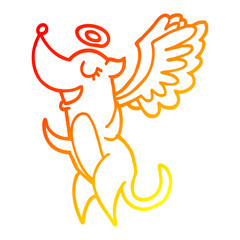 warm gradient line drawing cartoon angel dog