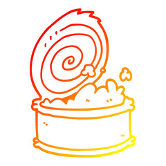 warm gradient line drawing cartoon canned fish
