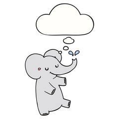 cartoon dancing elephant and thought bubble