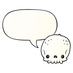 cartoon skull and speech bubble in smooth gradient style