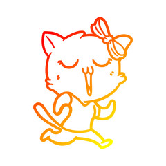 warm gradient line drawing cartoon cat