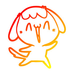 warm gradient line drawing cute cartoon dog