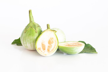 Isolated of green eggplant on white background