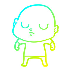 cold gradient line drawing cartoon bald man