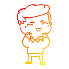 warm gradient line drawing cartoon annoyed man