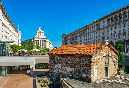 Sveta Petka church and largo square in Sofia, Bulgaria