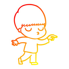 warm gradient line drawing cartoon calm boy