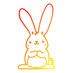 warm gradient line drawing cartoon rabbit