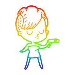 rainbow gradient line drawing cartoon woman