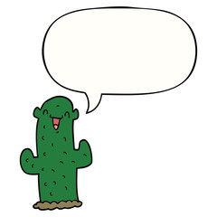 cartoon cactus and speech bubble