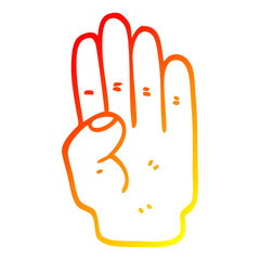 warm gradient line drawing cartoon hand