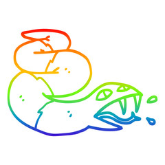 rainbow gradient line drawing cartoon hissing snake