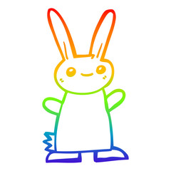rainbow gradient line drawing cute cartoon rabbit