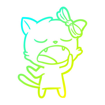 recommend clip art: cold gradient line drawing cartoon yawning cat