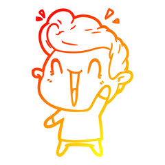 warm gradient line drawing cartoon excited man