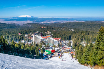 Skiing center in Borovets during winter, Bulgaria