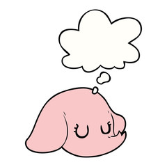 cartoon elephant face and thought bubble