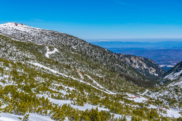 Valleys of Borovets skiing center during winter, Bulgaria