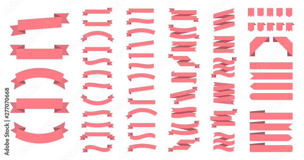 Wall mural ribbon or banner vector set. flat vector ribbons banners isolated background. ribbon red colored. se