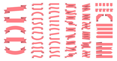 Ribbon or banner vector set. Flat vector ribbons banners isolated background. Ribbon red colored. Set ribbons or banners. Vector
