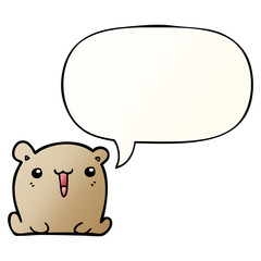 cute cartoon bear and speech bubble in smooth gradient style
