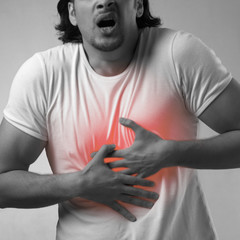 Man suffering from acute pain on abdomen