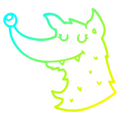 cold gradient line drawing cartoon wolf