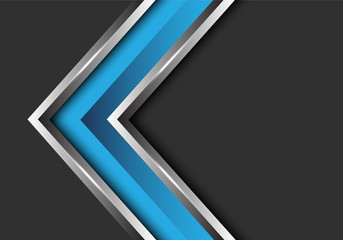 Abstract blue silver arrow direction on grey blank space design modern futuristic background vector illustration.