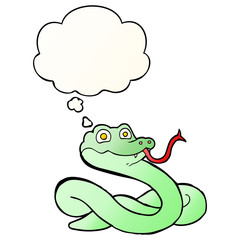 cartoon snake and thought bubble in smooth gradient style