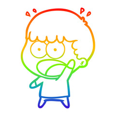 rainbow gradient line drawing cartoon shocked man