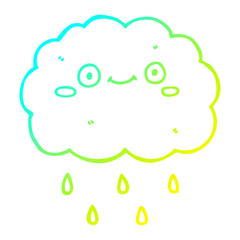 cold gradient line drawing cute cartoon cloud