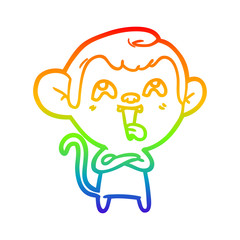 rainbow gradient line drawing crazy cartoon monkey