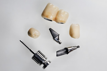 dental kit for dental prosthetics on a white background