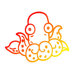 warm gradient line drawing cartoon funny octopus