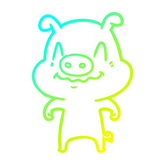cold gradient line drawing nervous cartoon pig