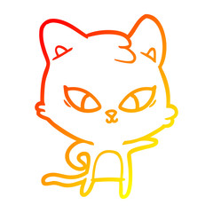 warm gradient line drawing cute cartoon cat
