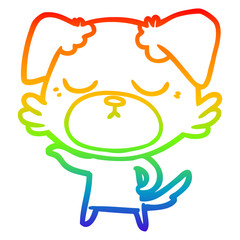 rainbow gradient line drawing cute cartoon dog