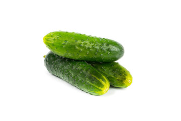 fresh cucumbers isolated on white background