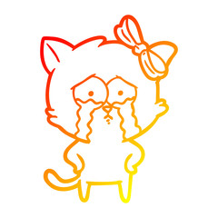 warm gradient line drawing cartoon cat