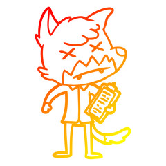 warm gradient line drawing cartoon dead fox
