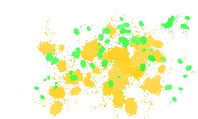 Gouache stains and dots and stripes on a white background. Beautiful abstract texture. Palette of different colors. Colored blots.