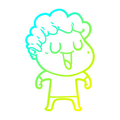 cold gradient line drawing laughing cartoon man