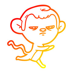 warm gradient line drawing cartoon monkey