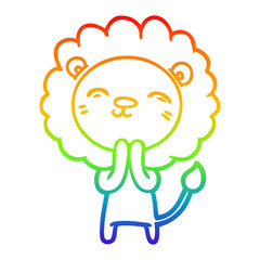 rainbow gradient line drawing cartoon lion