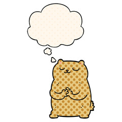 cartoon bear and thought bubble in comic book style