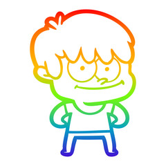 rainbow gradient line drawing happy cartoon man